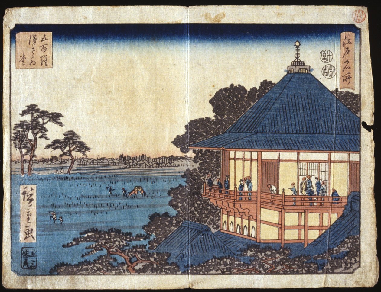 500 Arhat, Sazai Salonu (renkli gravür) by Ando or Utagawa Hiroshige