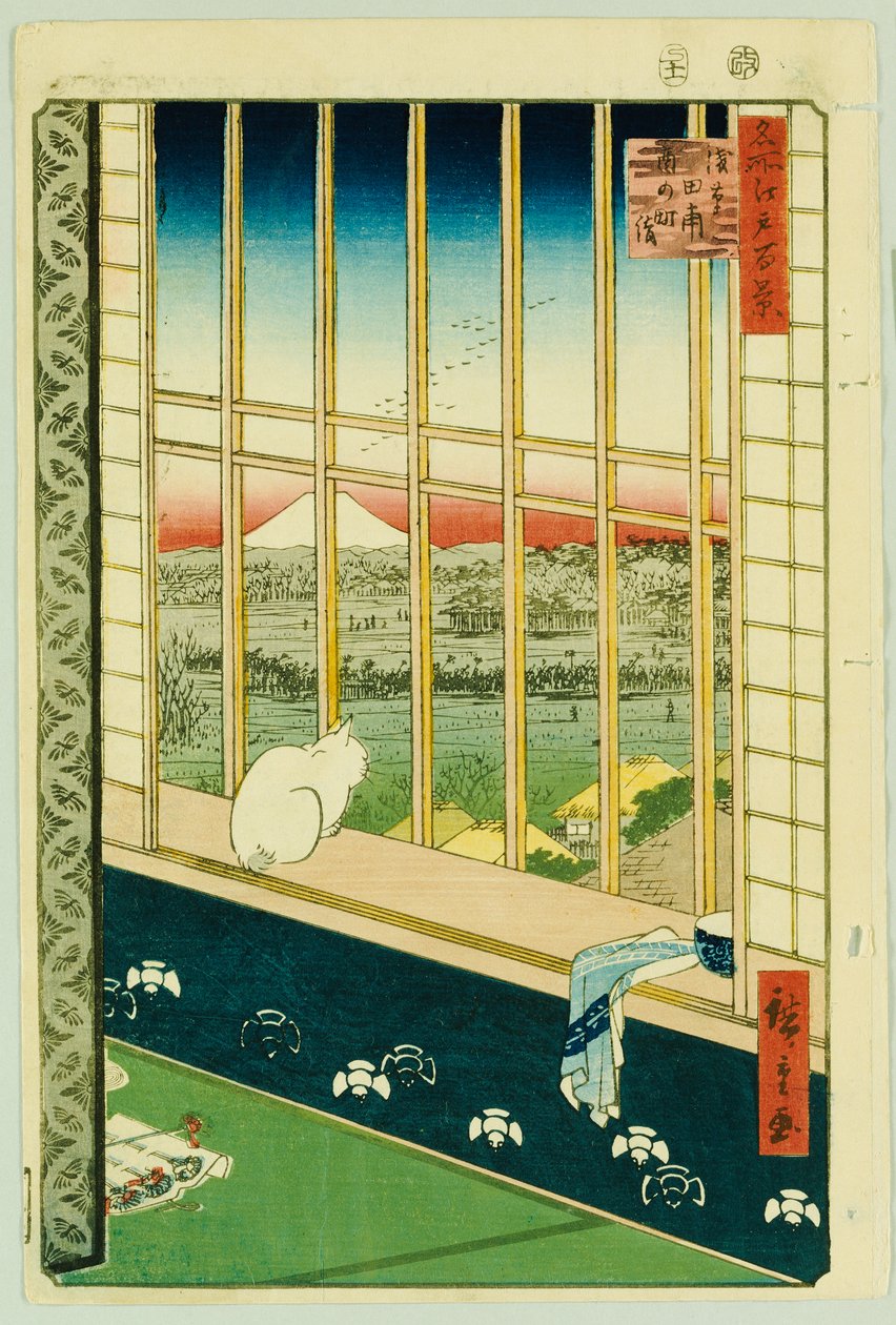 Horoz Festivali Sırasında Asakusa Pirinç Tarlaları by Ando or Utagawa Hiroshige
