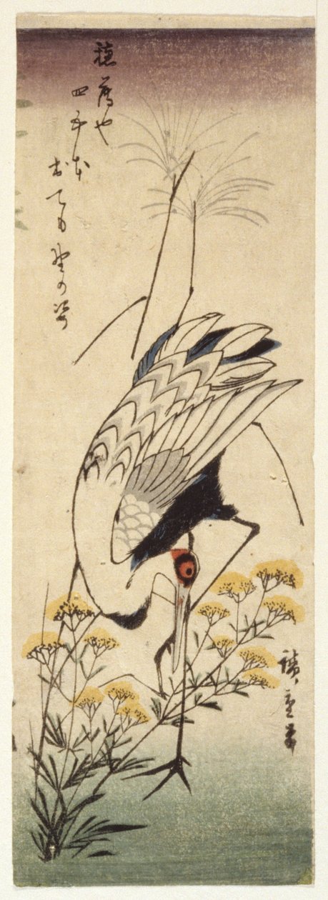 Yabani Hardallı Turna (renkli tahta baskı) by Ando or Utagawa Hiroshige
