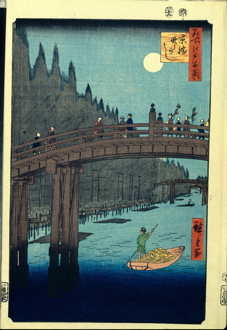 Japon tahta baskı: Kyobashi Köprüsü