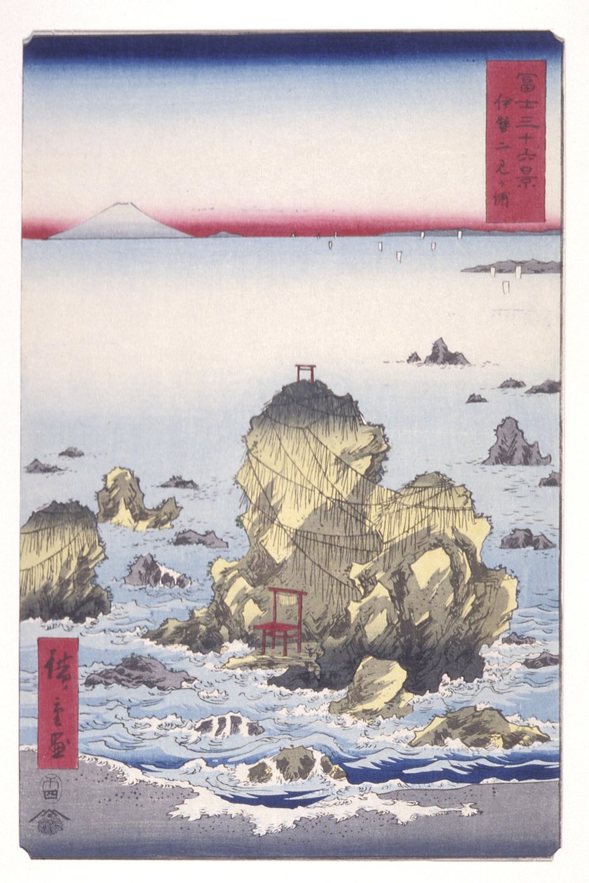 Ise'de Futami Koyu (Ise Futamigaura) (renkli tahta baskı) by Ando or Utagawa Hiroshige