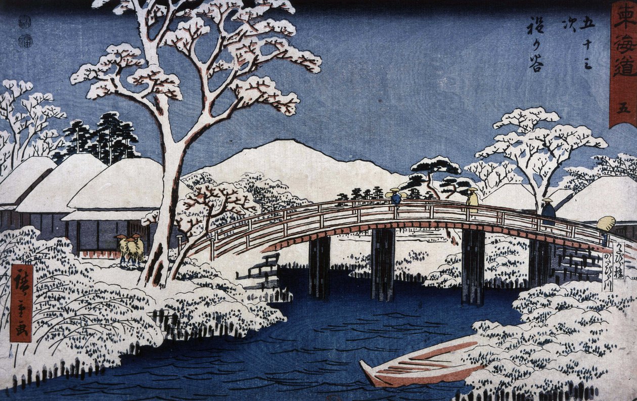Japonya Hiroshige teje ridge (Hiroshige Utagawa) tarafından bir ds pelerini uyku by Ando or Utagawa Hiroshige