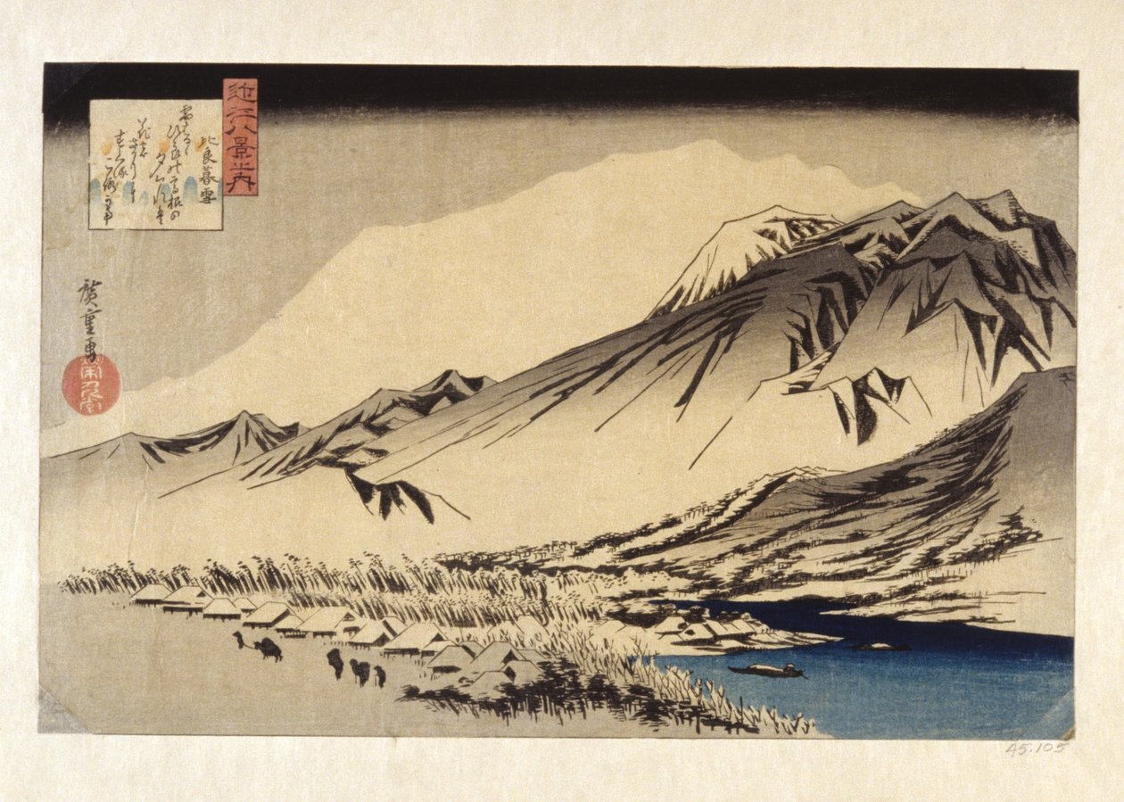 Hira Dağı'nda Kalan Kar (renkli tahta baskı) by Ando or Utagawa Hiroshige
