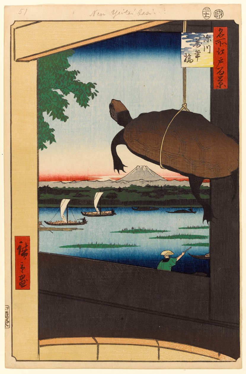 Mannen Köprüsü, Fukagawa, 1856 (tahta baskı) by Ando or Utagawa Hiroshige