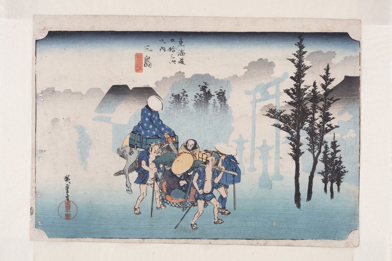 Mishima: Morning Mist (Mishima, asagiri) (renkli tahta baskı) by Ando or Utagawa Hiroshige