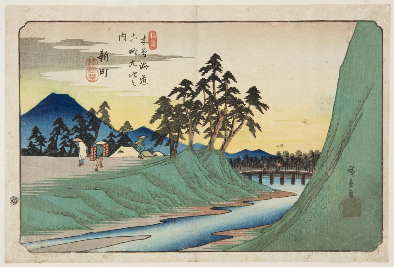 12, Shinmachi (renkli tahta baskı) by Ando or Utagawa Hiroshige