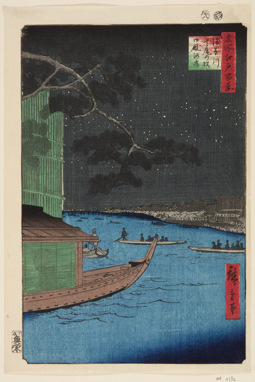 Pineo f Sutsu temas planı d Asakusa Nehri (Matsu atı ve Asakusa nehri savunmasının açlıktan ölümü) by Ando or Utagawa Hiroshige