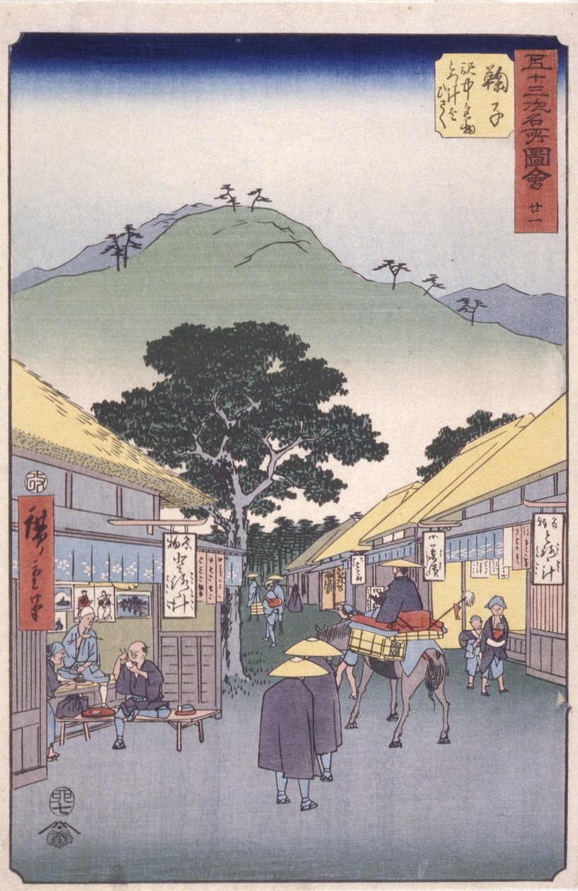 İstasyon 21, Maruko (renkli tahta baskı) by Ando or Utagawa Hiroshige