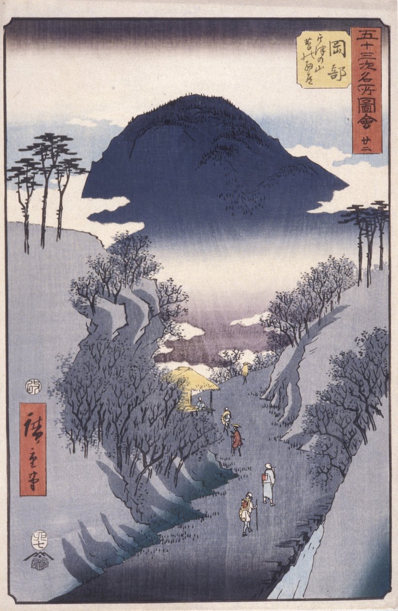 İstasyon 22, Okabe (renkli tahta baskı) by Ando or Utagawa Hiroshige