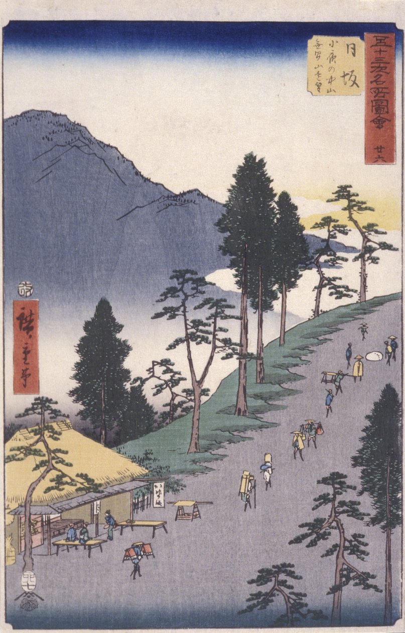İstasyon 26, Nissaka (renkli tahta baskı) by Ando or Utagawa Hiroshige