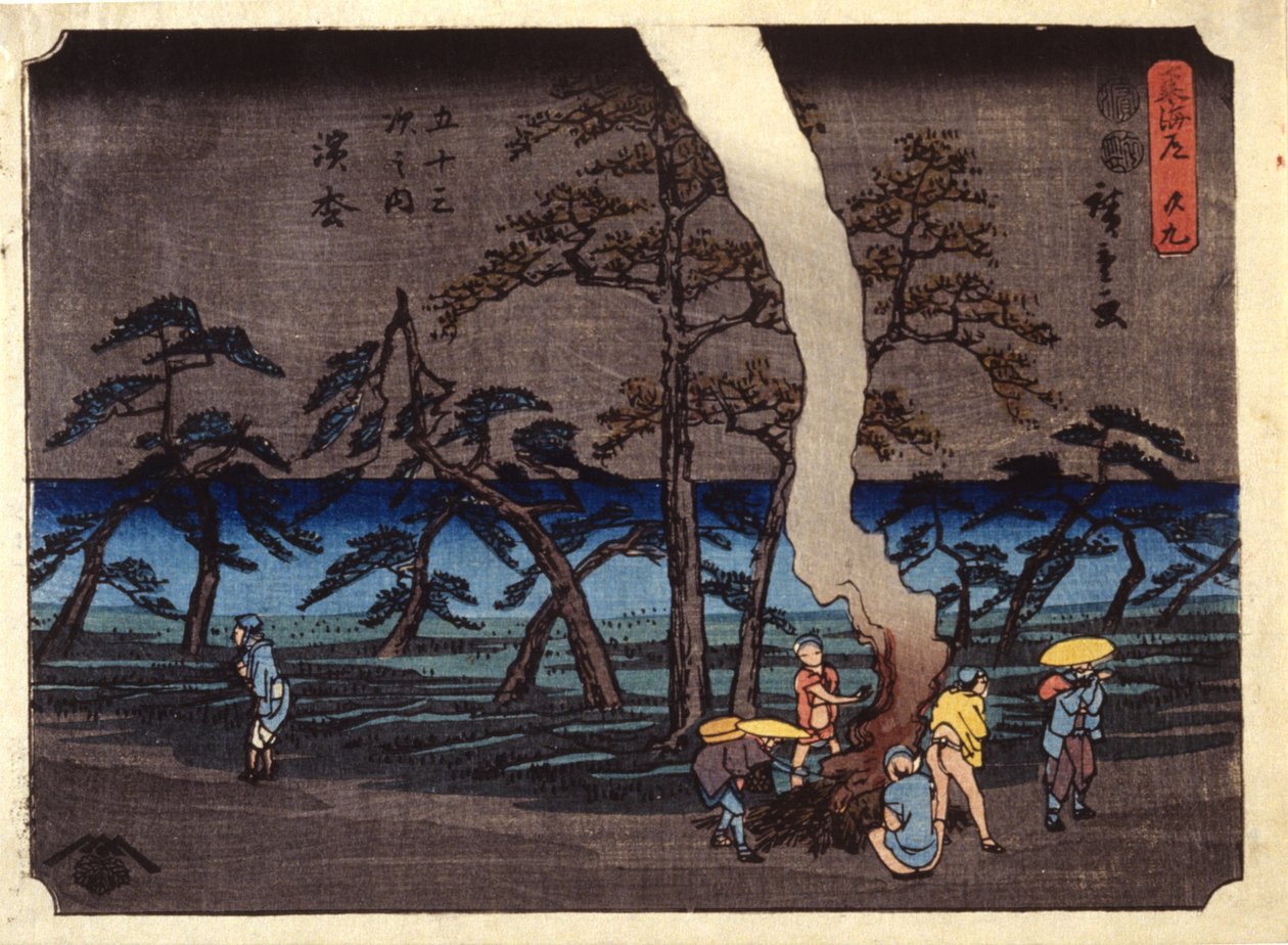 İstasyon 30, Hamamatsu (renkli tahta baskı) by Ando or Utagawa Hiroshige