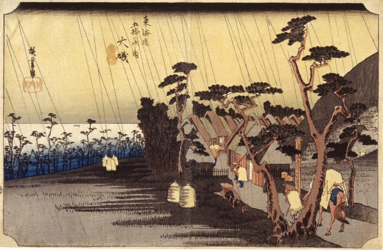 İstasyon 9, Oiso (tahta baskı) by Ando or Utagawa Hiroshige