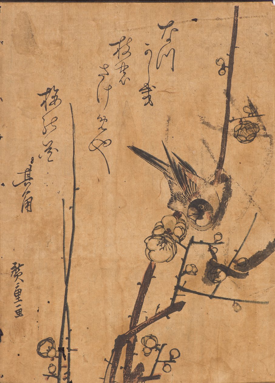 Dalda tünemiş kuş çalışması by Ando or Utagawa Hiroshige