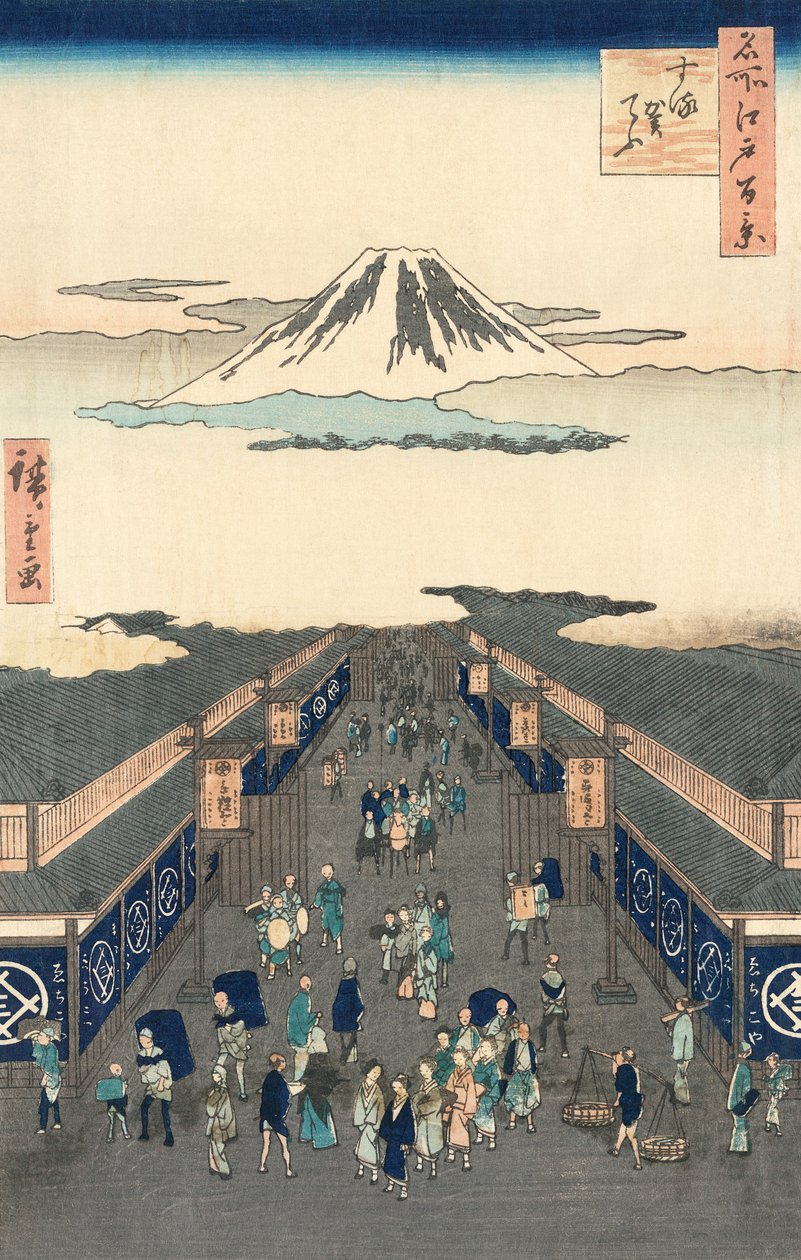 Suruga-St Reet üyesi ve ben Hiroshige Relief tarafından by Ando or Utagawa Hiroshige