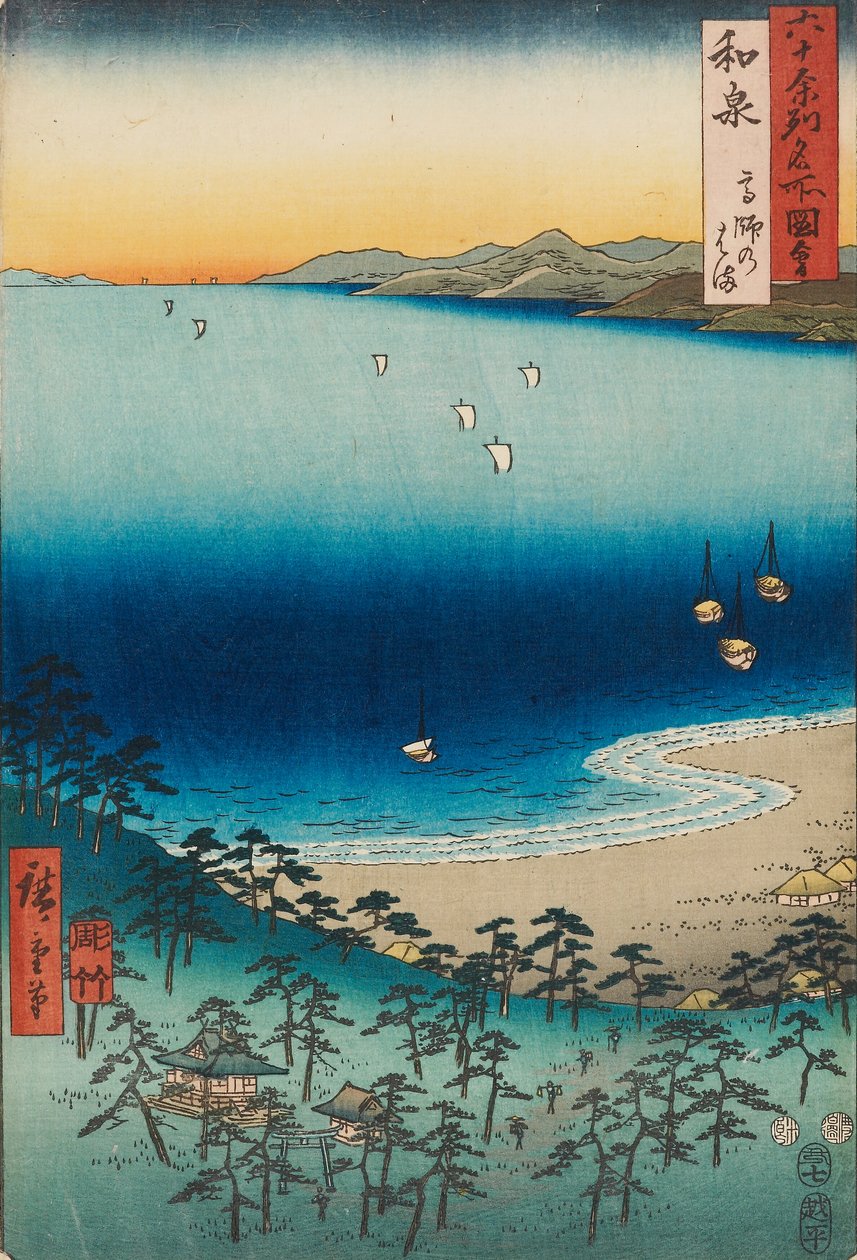 Izumi Eyaletindeki Takashi Plajı by Ando or Utagawa Hiroshige