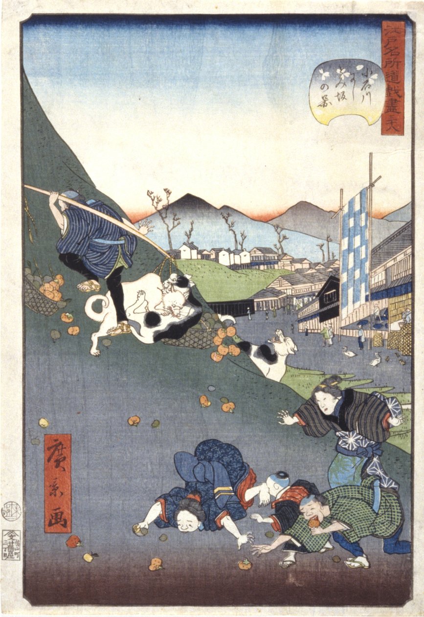 Nishitomizaka'nın Koishikawa'daki Görünümü (38) (Koishikawa Nishitomizaka No Kei 38) (renkli tahta baskı) by Ando or Utagawa Hiroshige