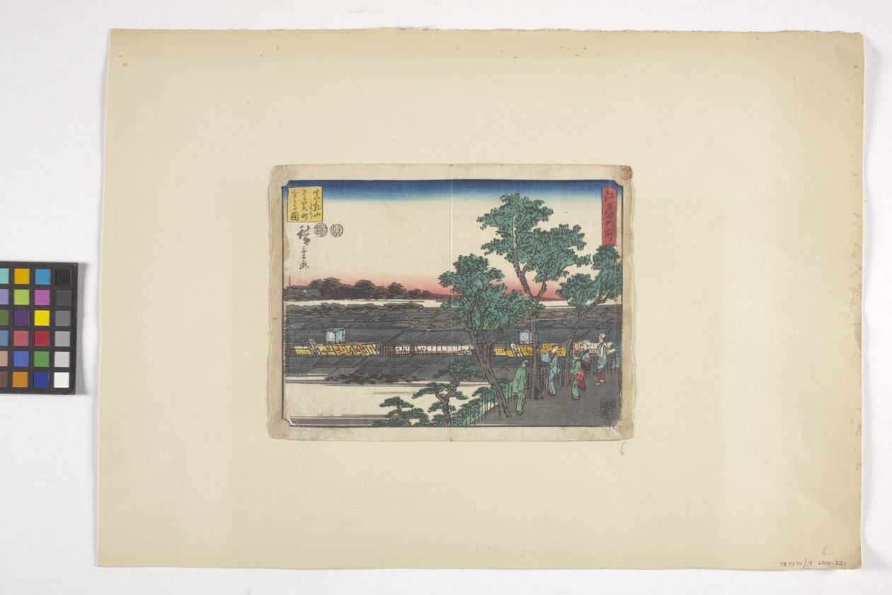Matsuchiyama'dan Saruwakacho'nun Görünümü (renkli gravür) by Ando or Utagawa Hiroshige