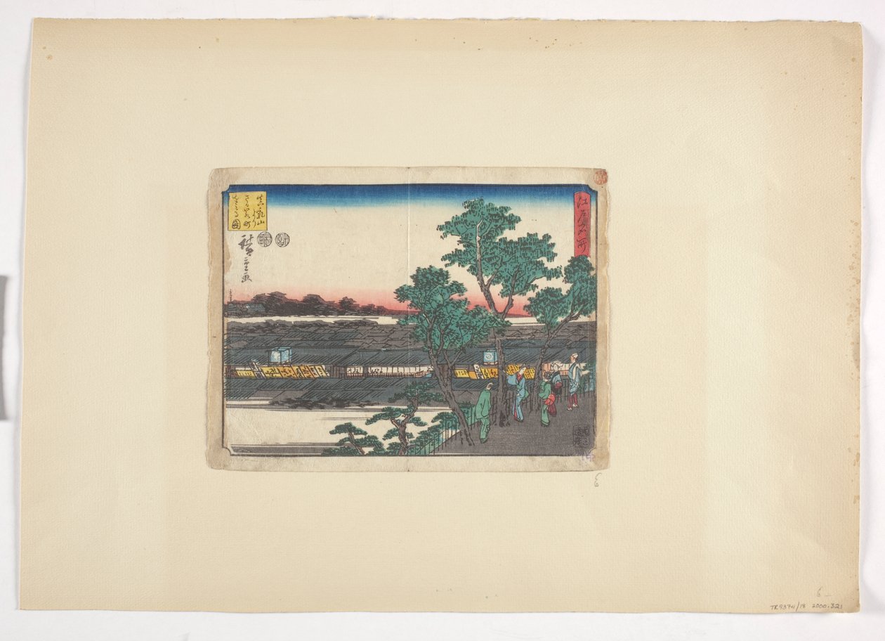 Matsuchiyama'dan Saruwakacho'nun görünümü (renkli gravür) by Ando or Utagawa Hiroshige
