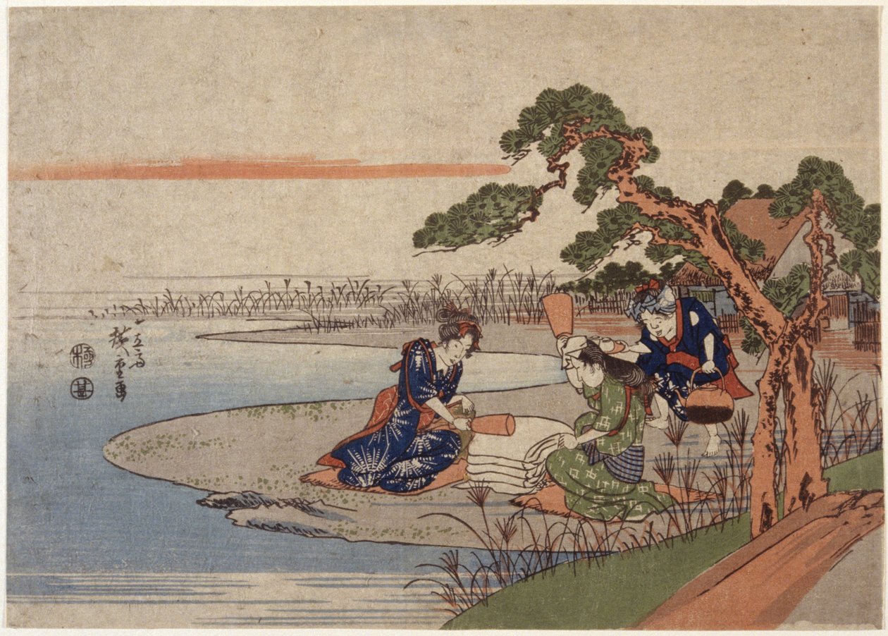 Kadın Hazırlama Bezi (renkli tahta baskı) by Ando or Utagawa Hiroshige