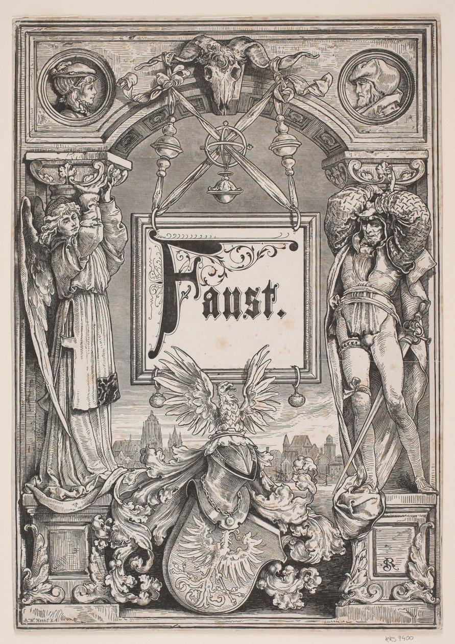 "Faust"un bir baskısı için başlık sayfası ve Vinyet, Münih 1884 by André Bork