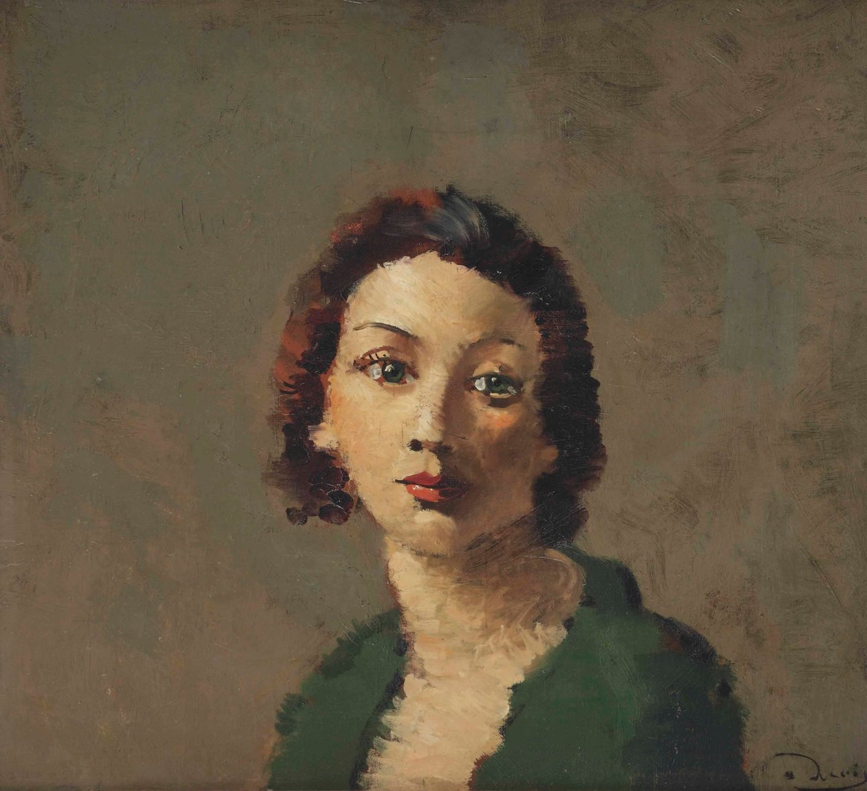 Yeşil elbiseli kızıl saçlı by Andre Derain