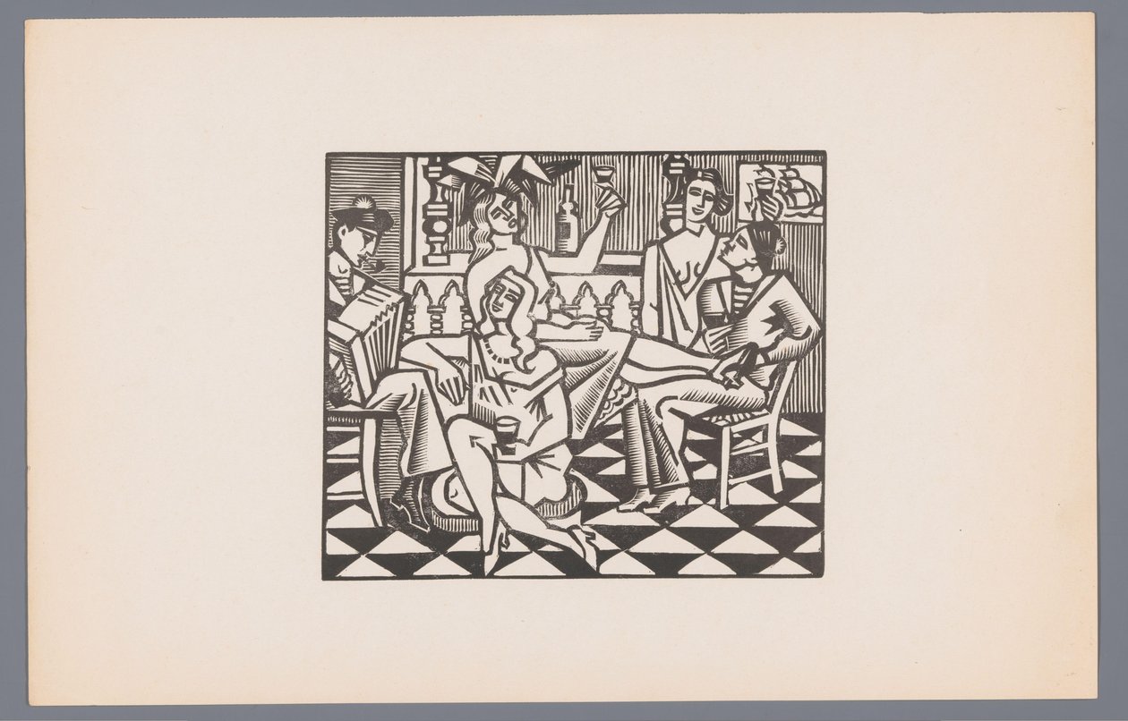 Bir kafede iki denizci ve üç kadın Deniz sahneleri ile altı gravür (dizi adı) Grand Largue (dizi adı) by André Lhote
