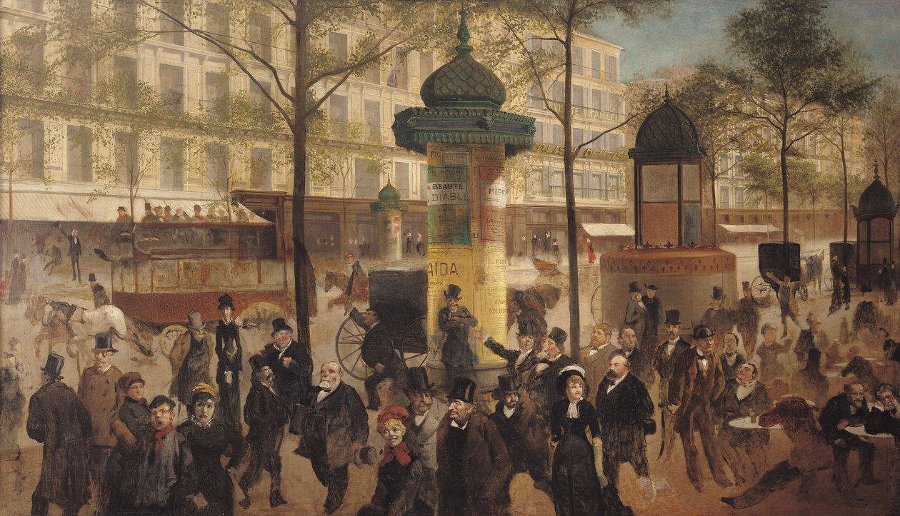 Boulevard de Montmartre panoraması için çalışma, 1877 by Andre Gill