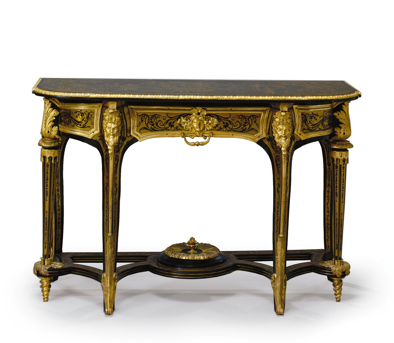Eşleşen bir çift Louis XIV ayak masasından biri, c.1710 (ormolu monte ve Boulle pirinç işlemeli bağa) (ayrıca bkz. 469014 ve 469015) by Andre Charles (attr. to) Boulle