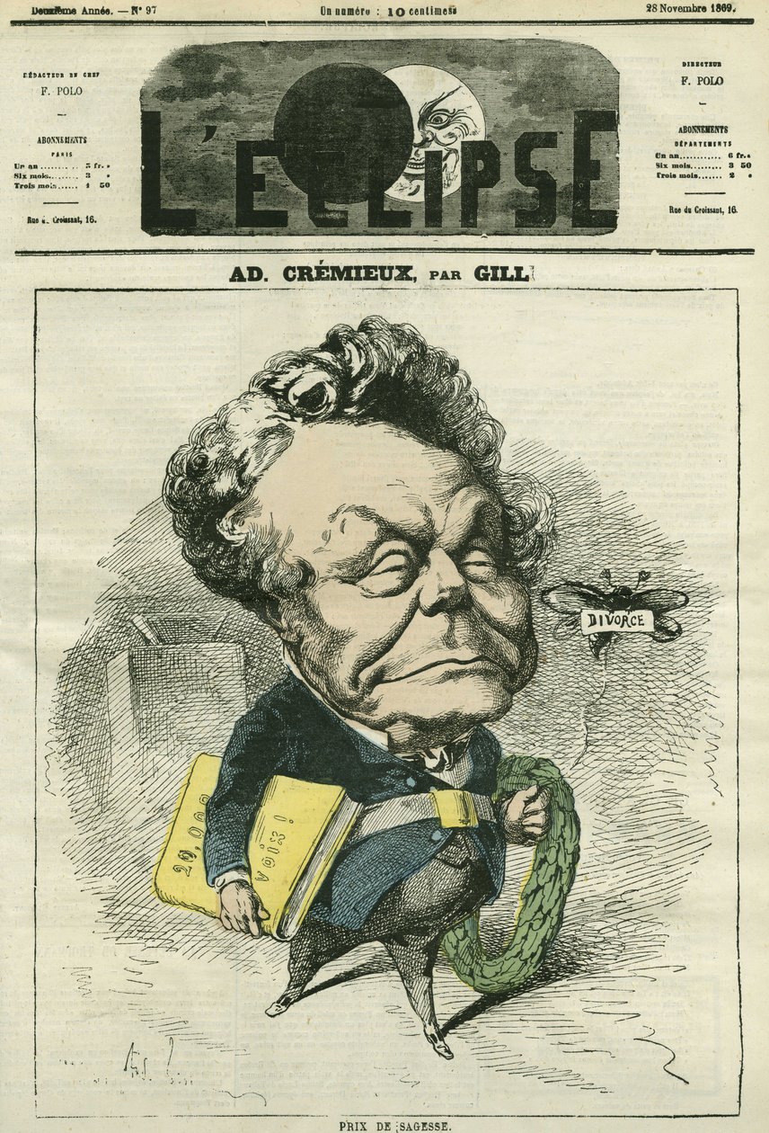 Adolphe Cremieux (1796-1880), avukat, politikacı ve İsrail Evrensel İttifakı başkanı. 28 Kasım Gill