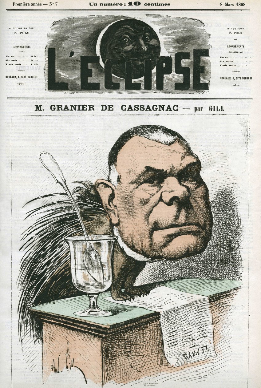 Adolphe de Granier de Cassagnac (1808-1880), Fransız gazeteci ve politikacı. Gill, 8 Mart “” L