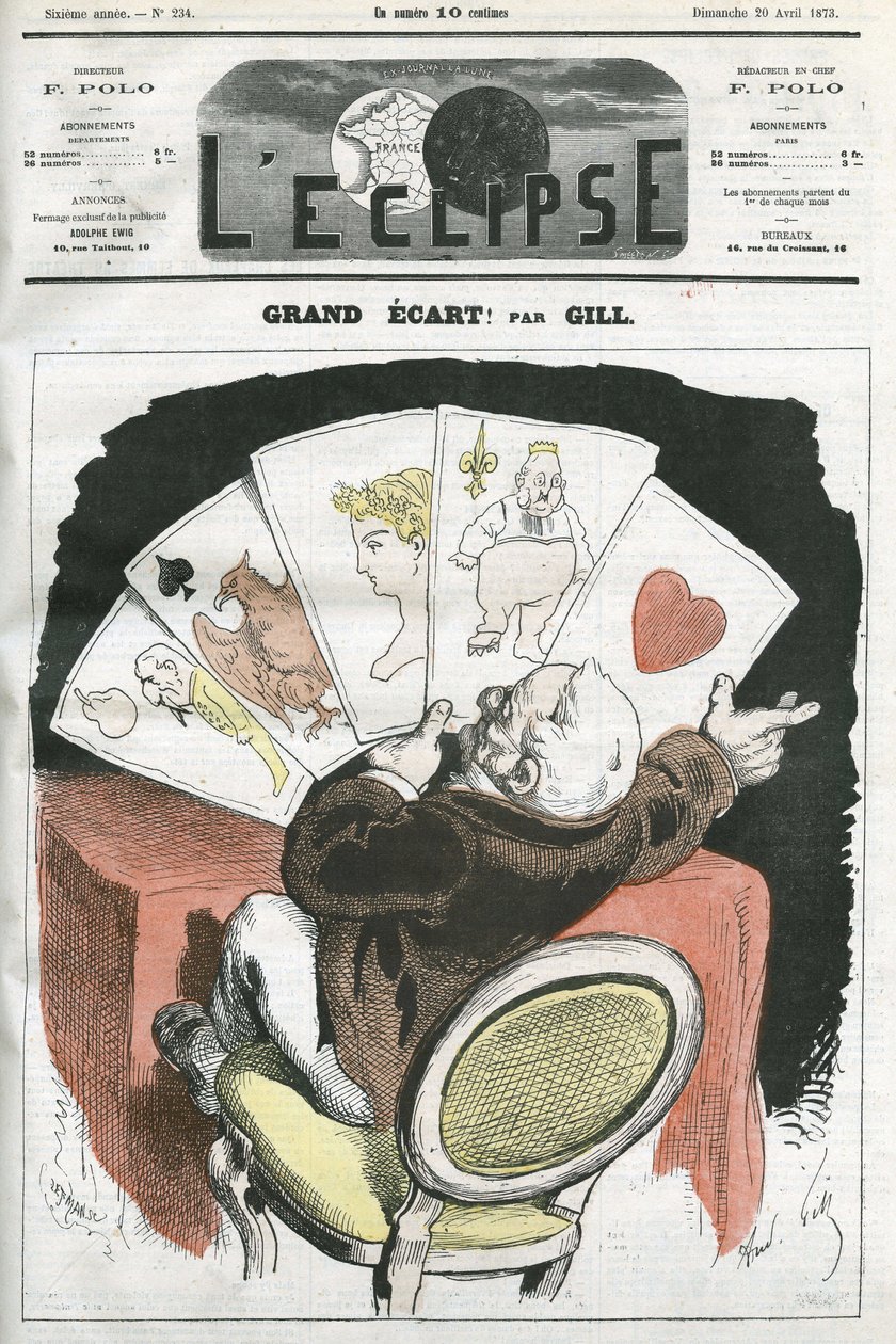 Büyük yayılma! , Başkan Adolphe Thiers (1797-1877) hükümeti hakkında karikatür. Gill