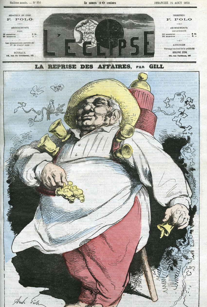 Karikatür ““işe yeniden başlama””. Gill