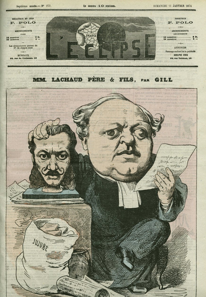 Charles Lachaud (1817-1882), Fransız avukat tarafından karikatür. 11 Ocak