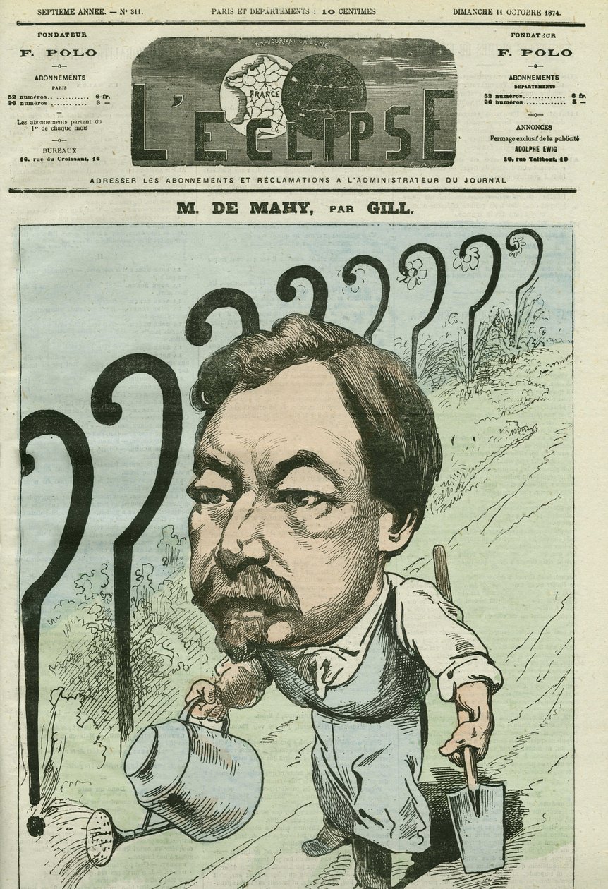 Francois Cesaire de Mahy (1830-1906), Fransız doktor, gazeteci ve politikacı tarafından çizilen karikatür. 11 Ekim
