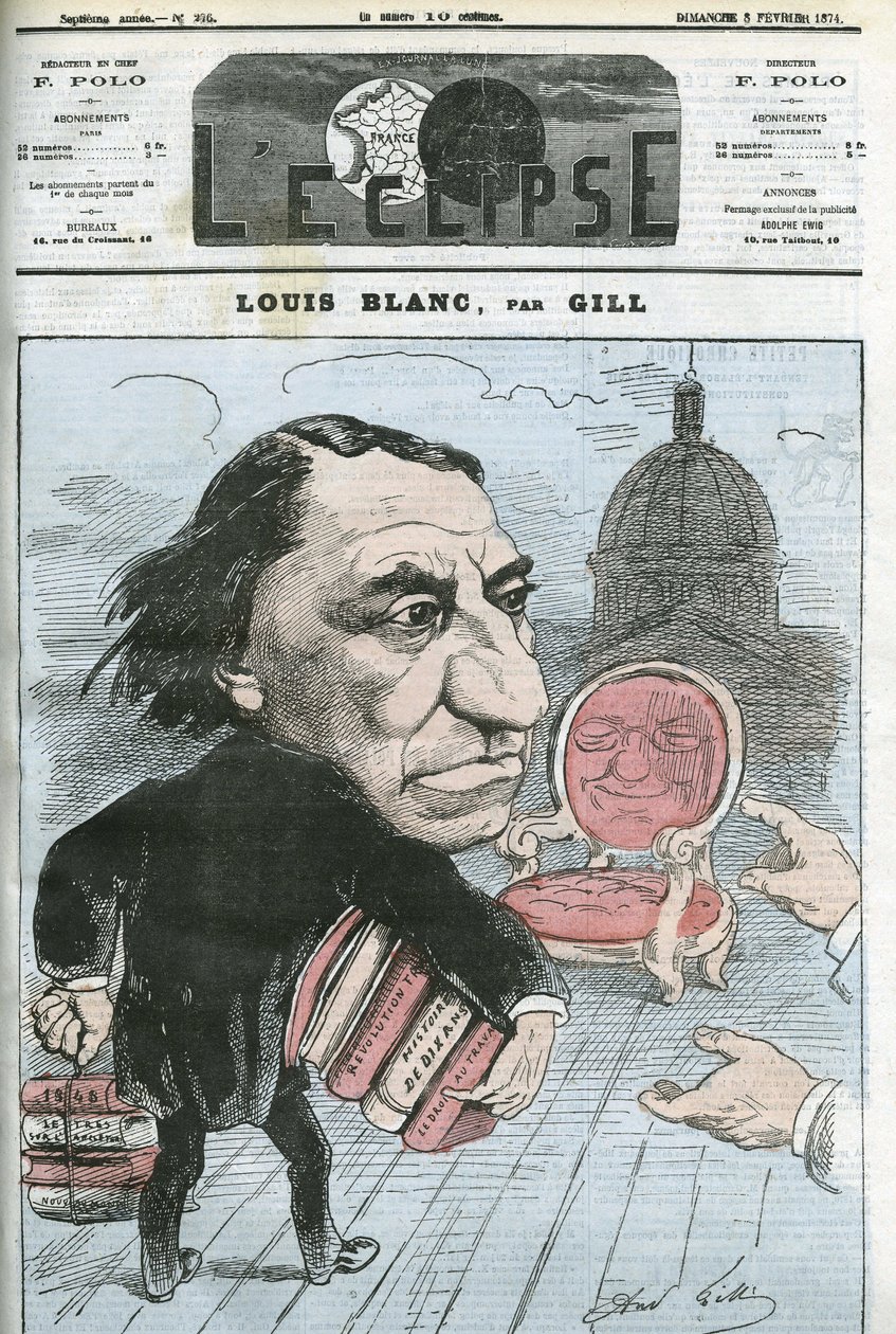 Karikatür Louis Blanc (1811-1882), Fransız politikacı ve tarihçi. Gill