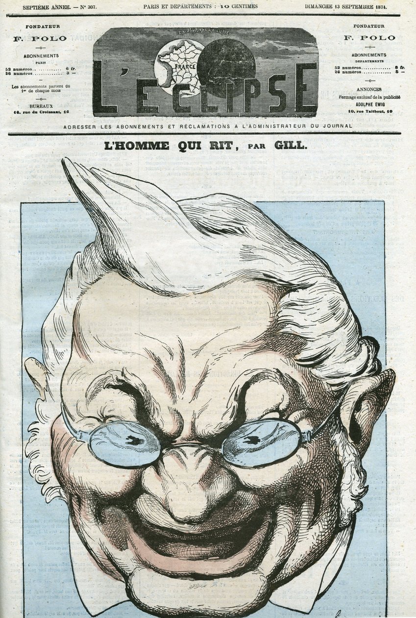 "Gülen adam" karikatürü, Adolphe Thiers (1797-1877), Fransız politikacı. 13 Eylül