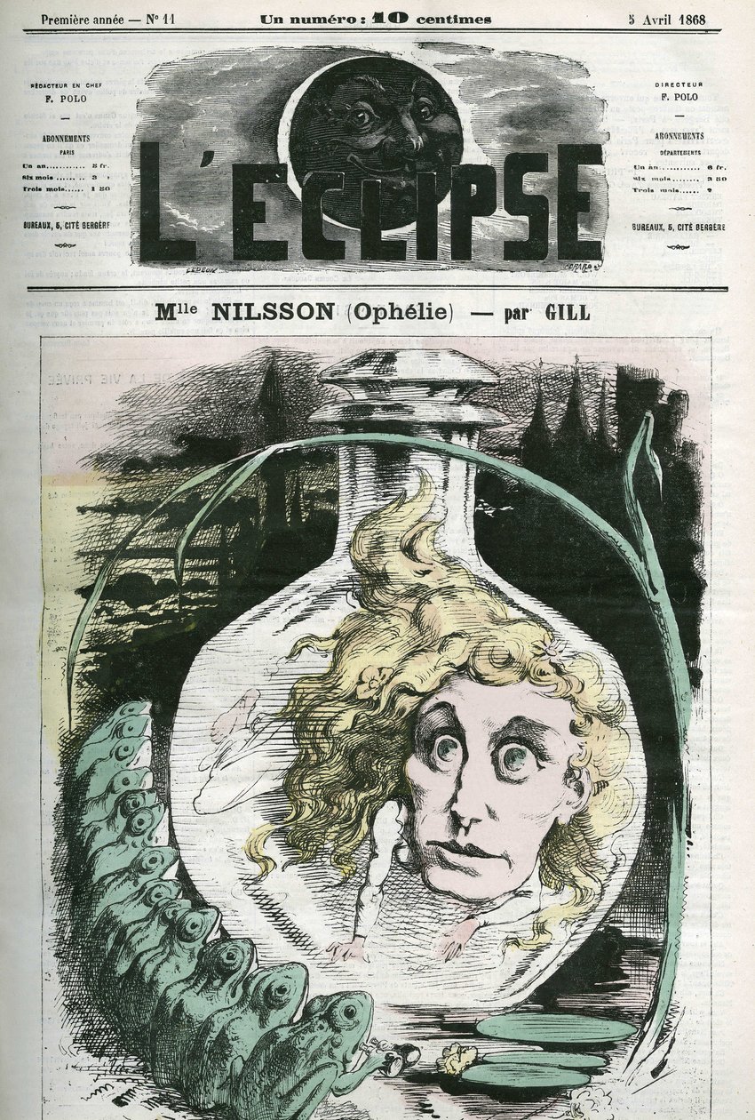 Christine Nilsson, Ophelie rolünde (1843- 1880 civarı) İsveçli opera sanatçısı. Gill, 5 Nisan “” L