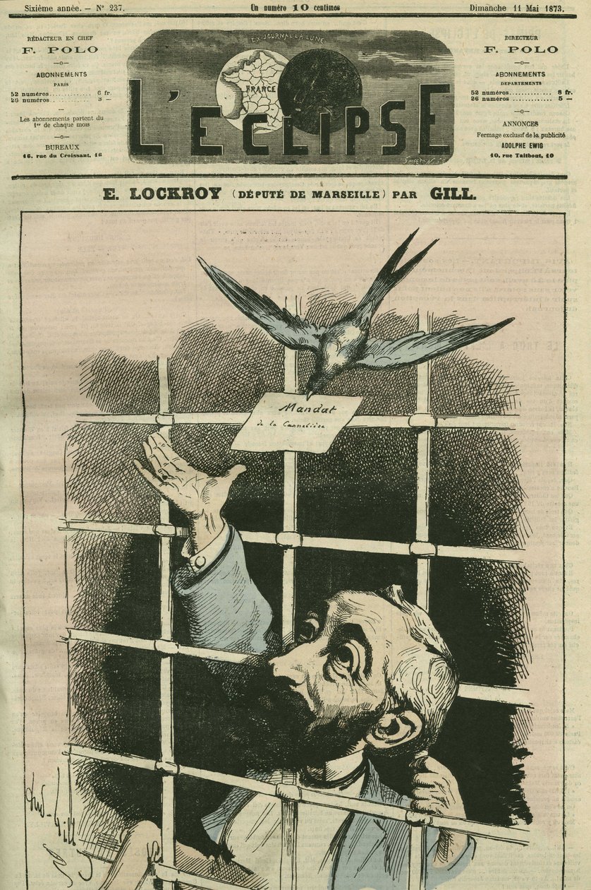 Edouard Simon Lockroy (1838-1913), Fransız politikacı, Marsilya milletvekili. 11 Mayıs Gill