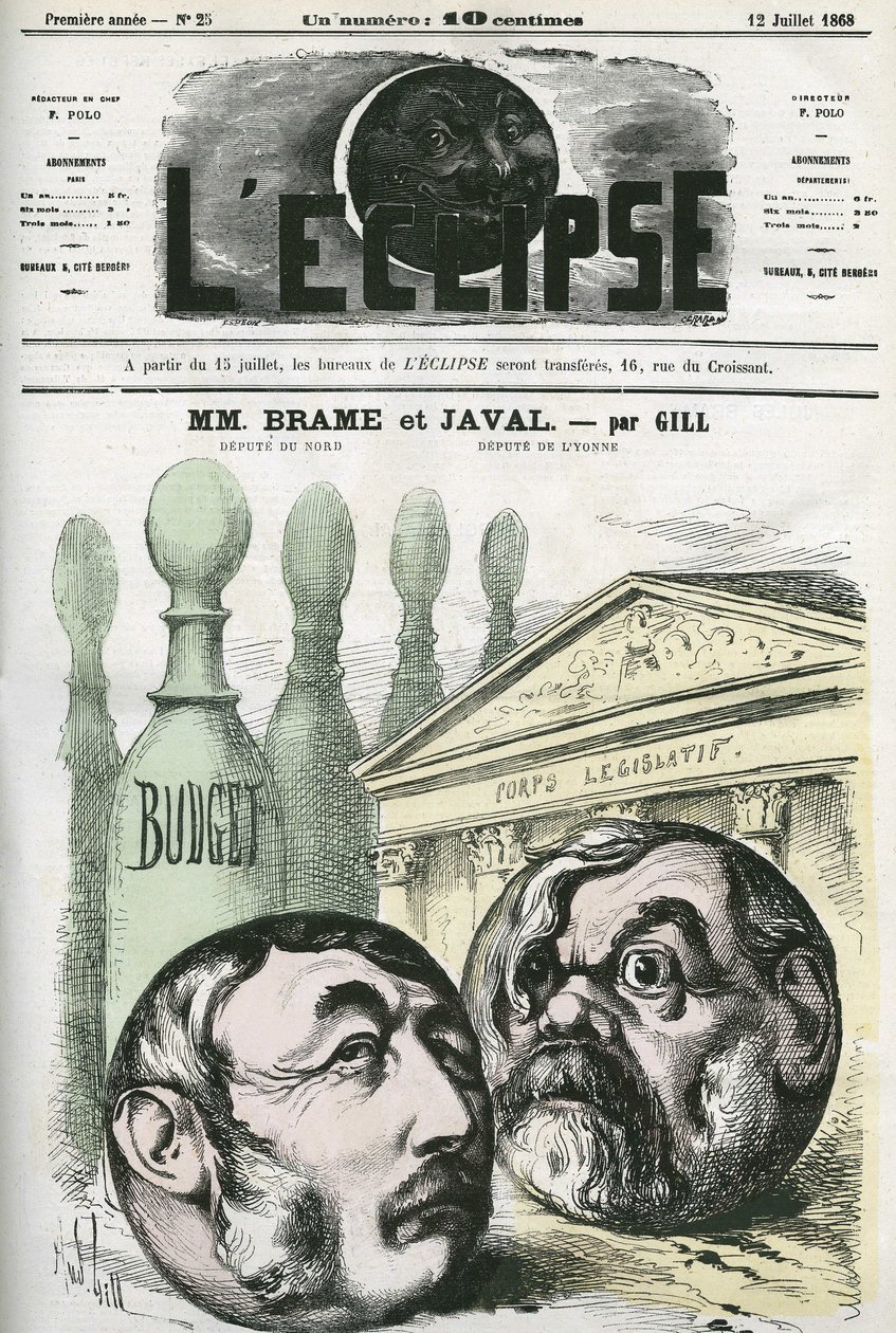 Jules Louis Joseph Brame (1808-1878) Fransız politikacı ve Louis Emile Javal (1839-1907), Fransız siyaset adamı. Gill