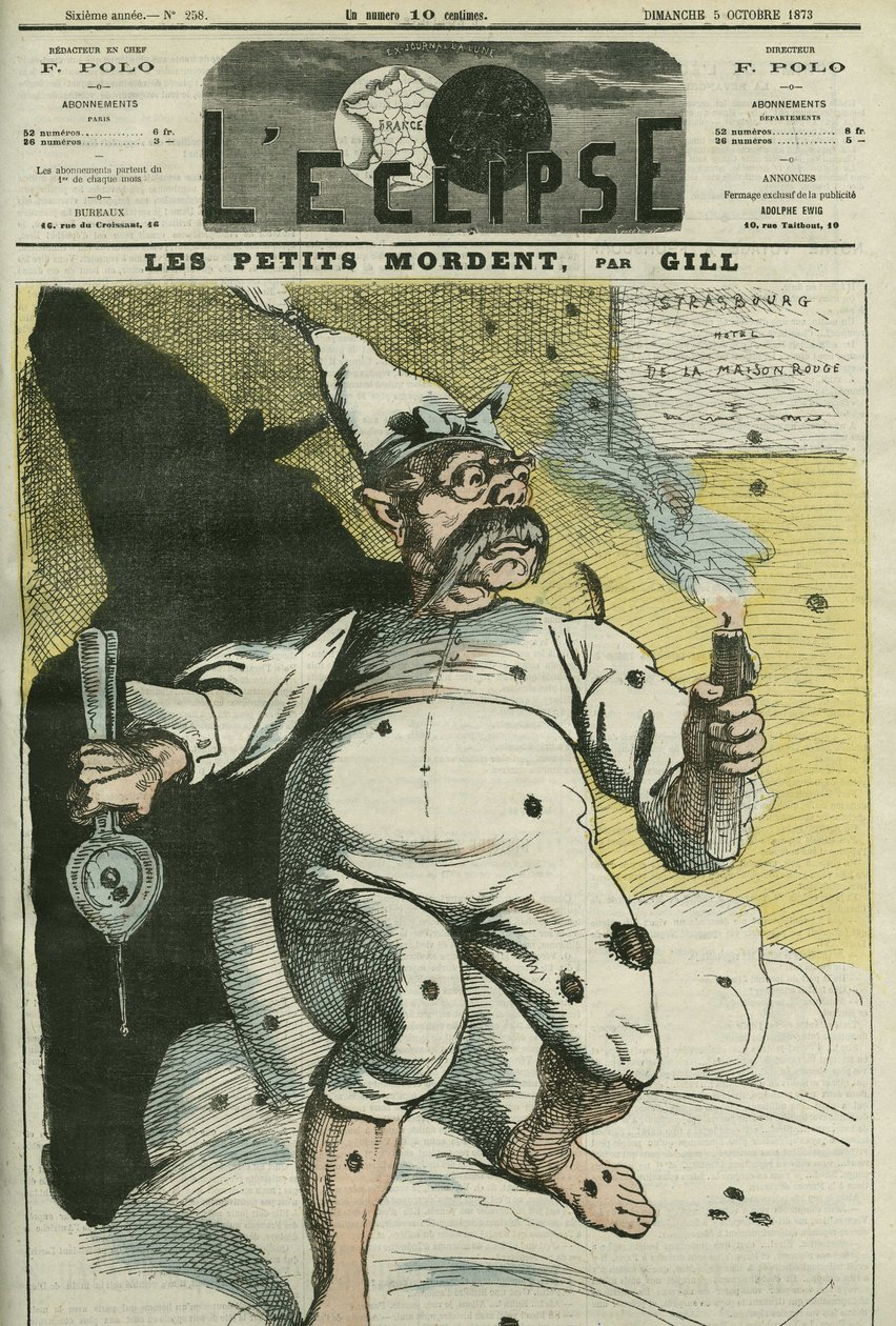 Küçükler ısırır, karikatürü I. William (1797-1888), Prusya Kralı ve Almanya İmparatoru. 5 Ekim Gill
