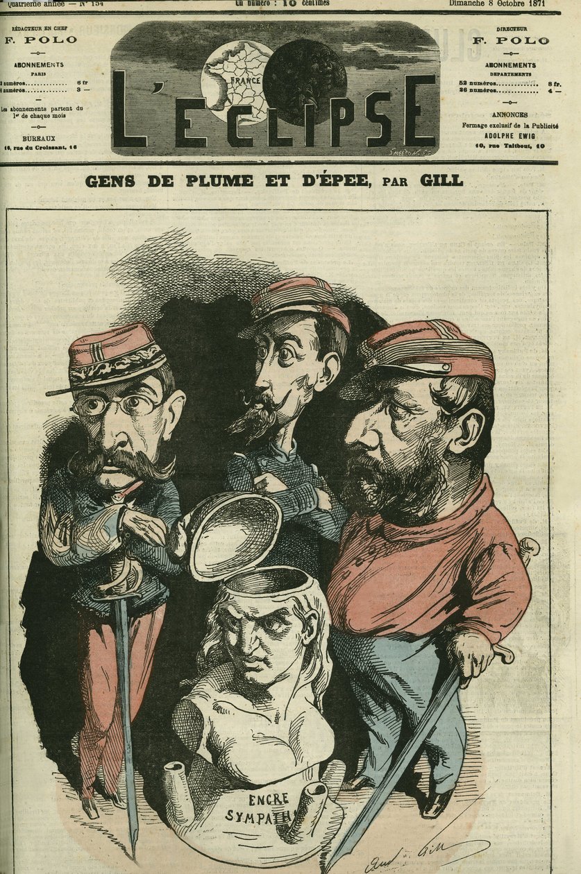 Kalem ve kılıcın adamları: Louis Leon Faidherbe (1818-1889), Fransız ordusu, Camille Cremer (1840-1876), Fransız general ve Philippe Toussaint Joseph Bordone (1821-1892), doktor ve askeri. Gill