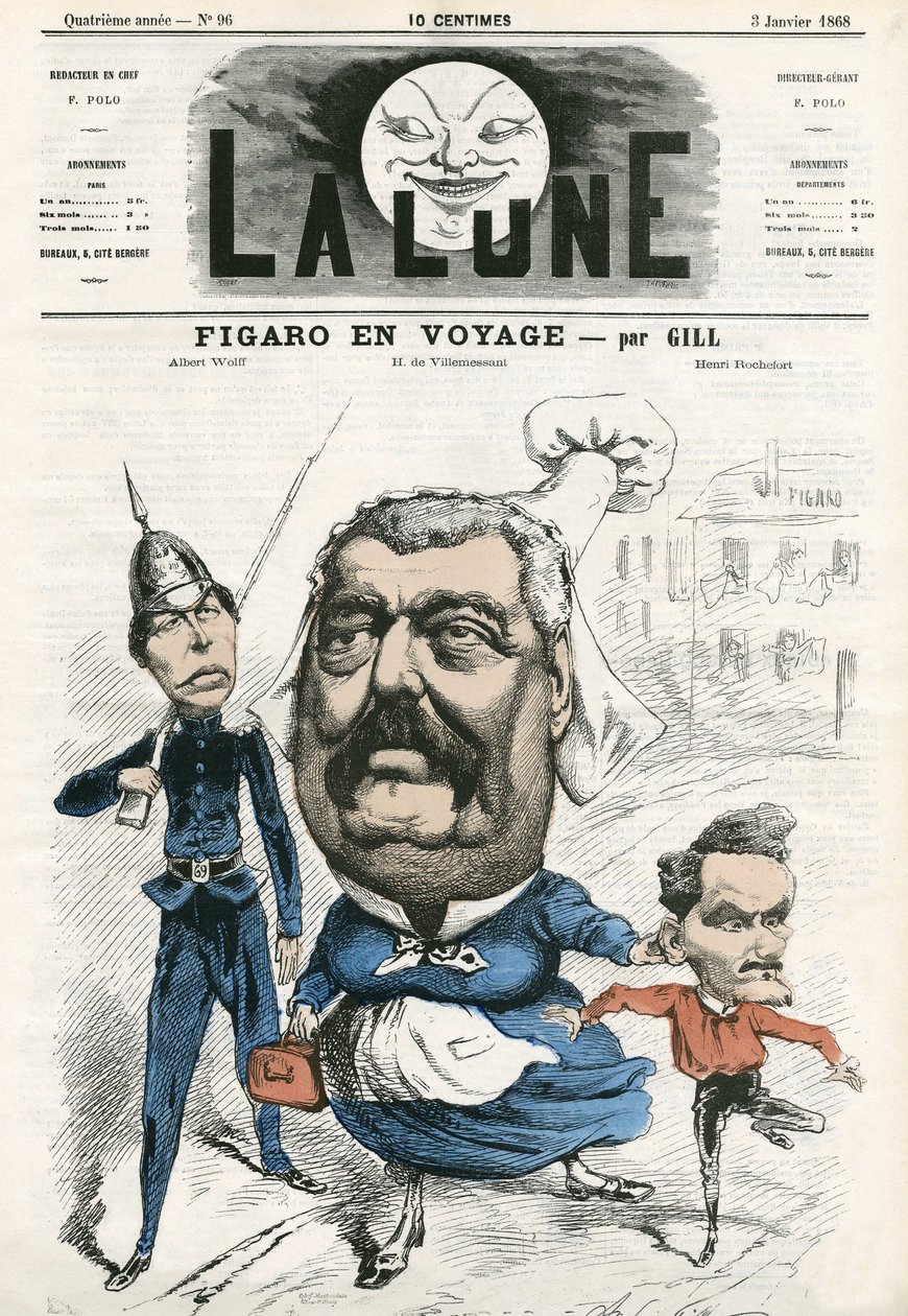 Albert Wolff, Hippolyte de Villemessant (1812-1879) ve Henri Rochefort (1831-1913), Figaro