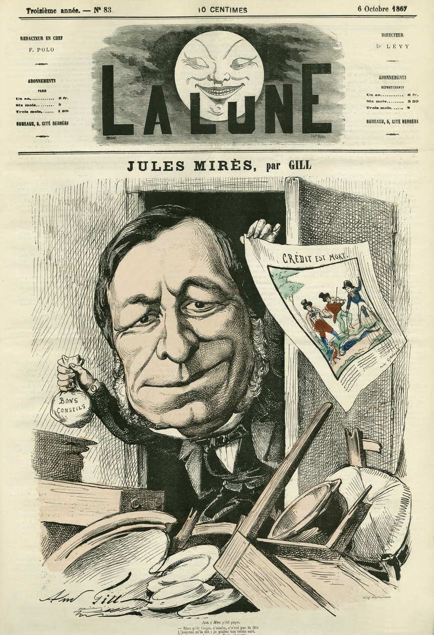 Jules Mires'in (1809-1871), Fransız sanayici portresi. Gill'in karikatürü, 6 Ekim'de "Ay"da by Andre Gill