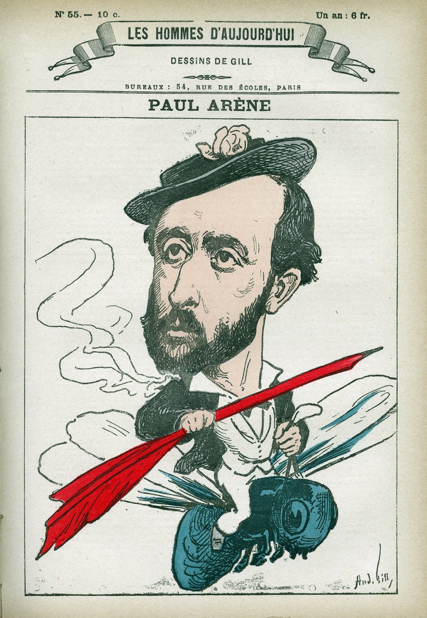 Paul Arene (1843-1896), Fransız şair ve yazar portresi. Gill, Paris tarafından karikatür. by Andre Gill