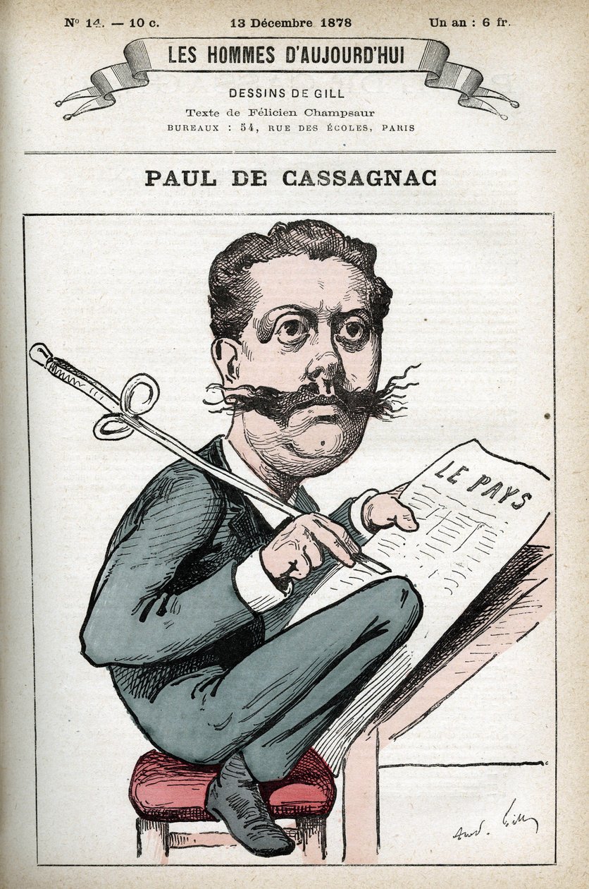 Paul Granier de Cassagnac (1842-1902), Fransız siyasi gazetecinin portresi. Gill, Paris tarafından karikatür. by Andre Gill