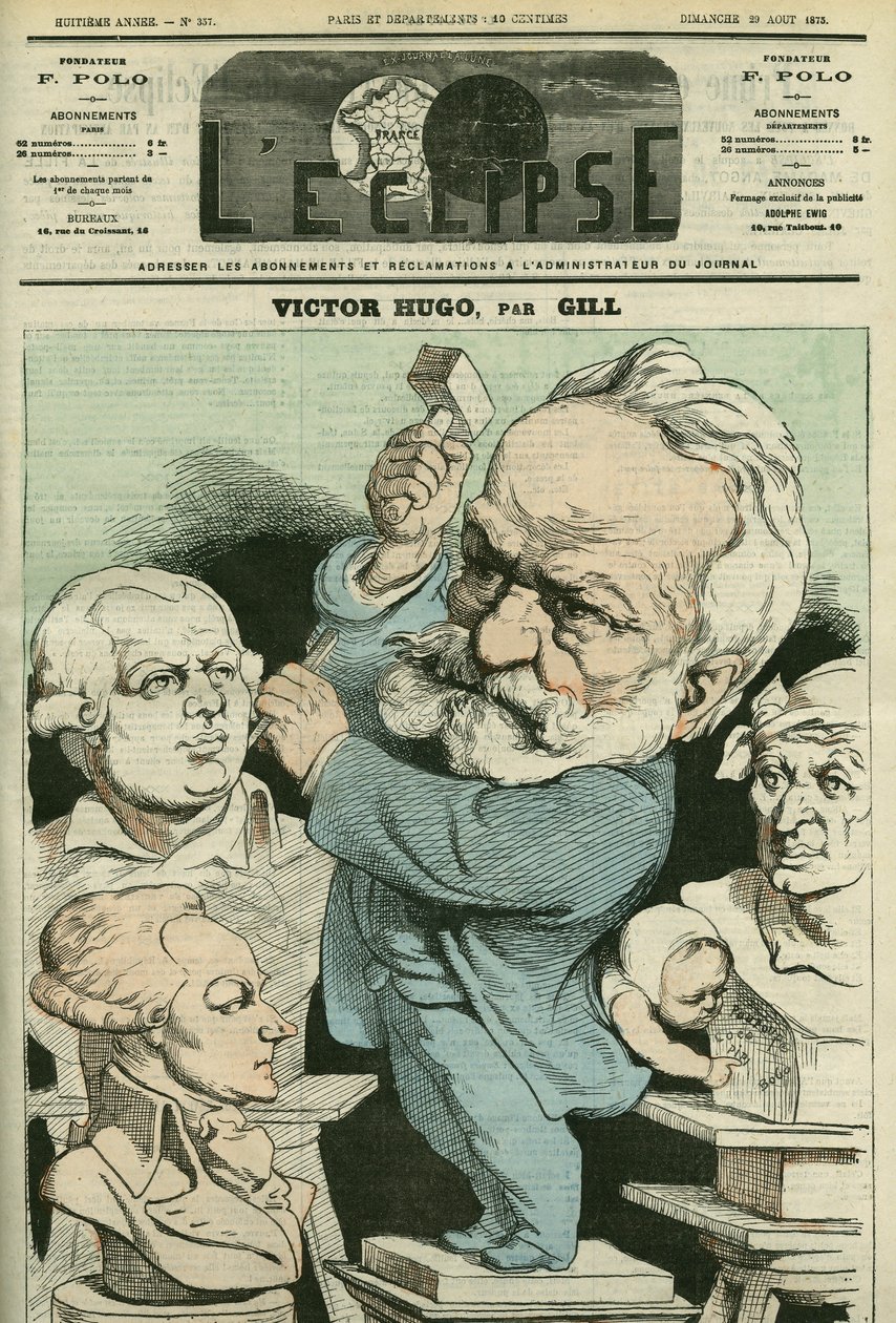 Victor Hugo (1802-1885), Fransız edebiyatçı ve politikacı portresi. Gill