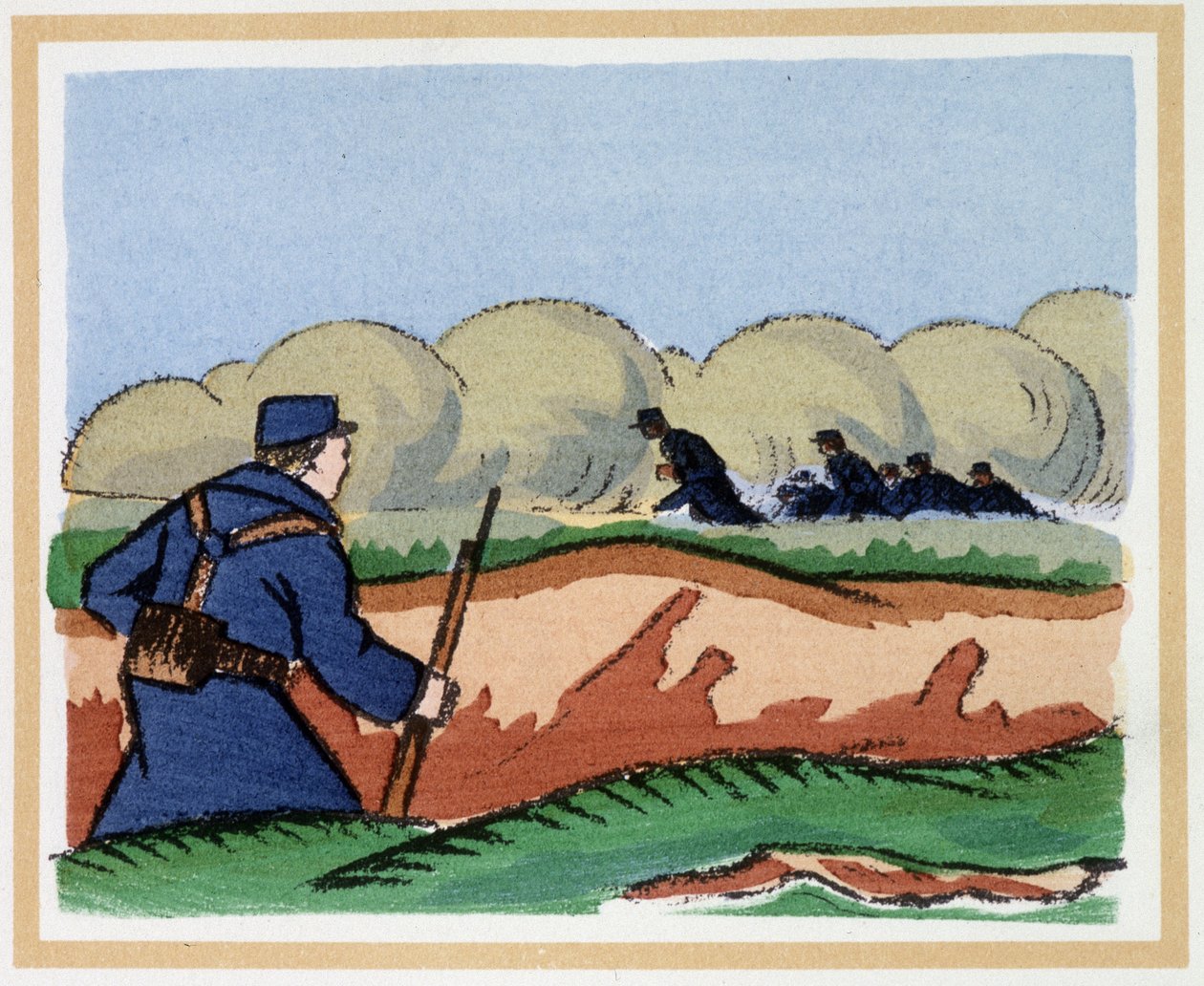 22 Nisan 1915: Almanlar boğucu gazlar kullanıyor - Andre Helle'nin (1871-1945) "The Book of Heroic Hours 1914/1918""inde by Andre Helle