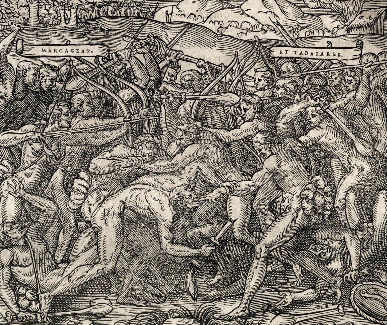 Margageaz ve Tabajares kabileleri arasındaki savaş, Andre Thevet (1504-1592) tarafından Evrensel Kozmoloji