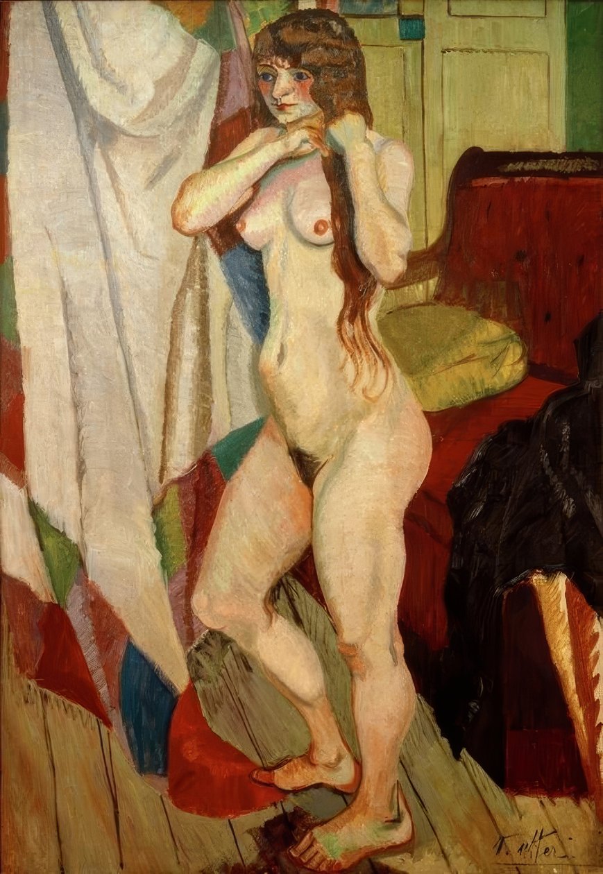 Suzanne Valadon saçını yapıyor by Andre Utter