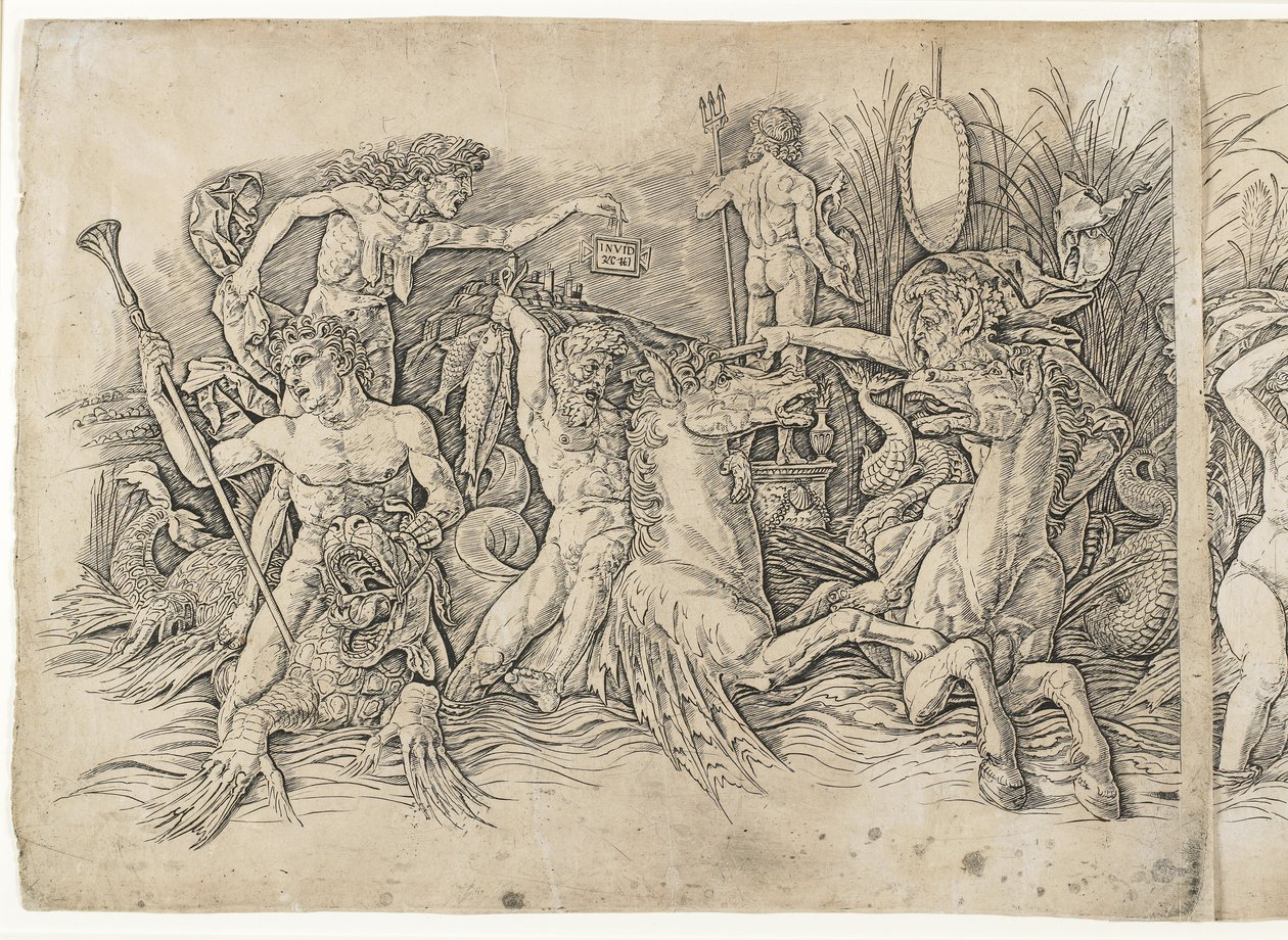 ಸಮುದ್ರ ದೇವರುಗಳ ಯುದ್ಧ, 1470 ಸ್ಟರ್ಕ್ by Andrea Mantegna
